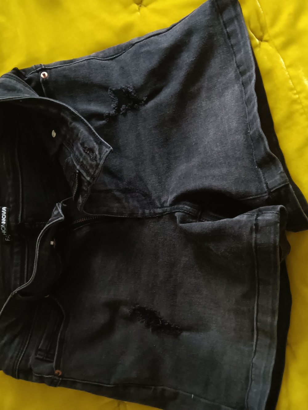 Black Distressed Jeans Shorts